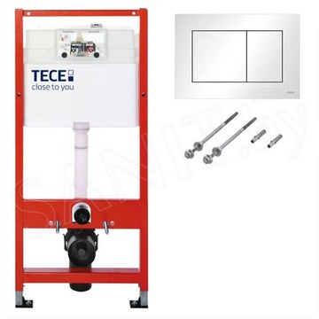 Система инсталляции для унитаза TECEbase kit c кнопкой 9400413 и унитазом Roxen Porto 530155-01 Rimless Soft Close